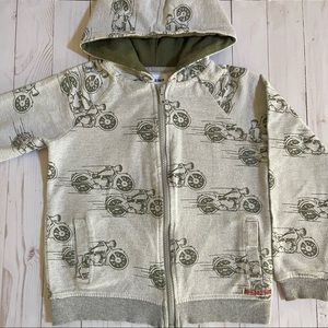 Hudson Motorcycle Themed Boy Zip-Up Hoodie